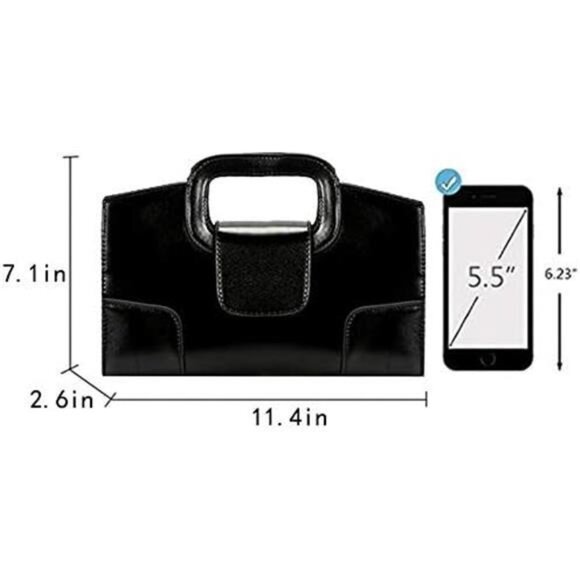 Women Flap Tote Top Handbags PU Leather Black - Picture 5 of 6